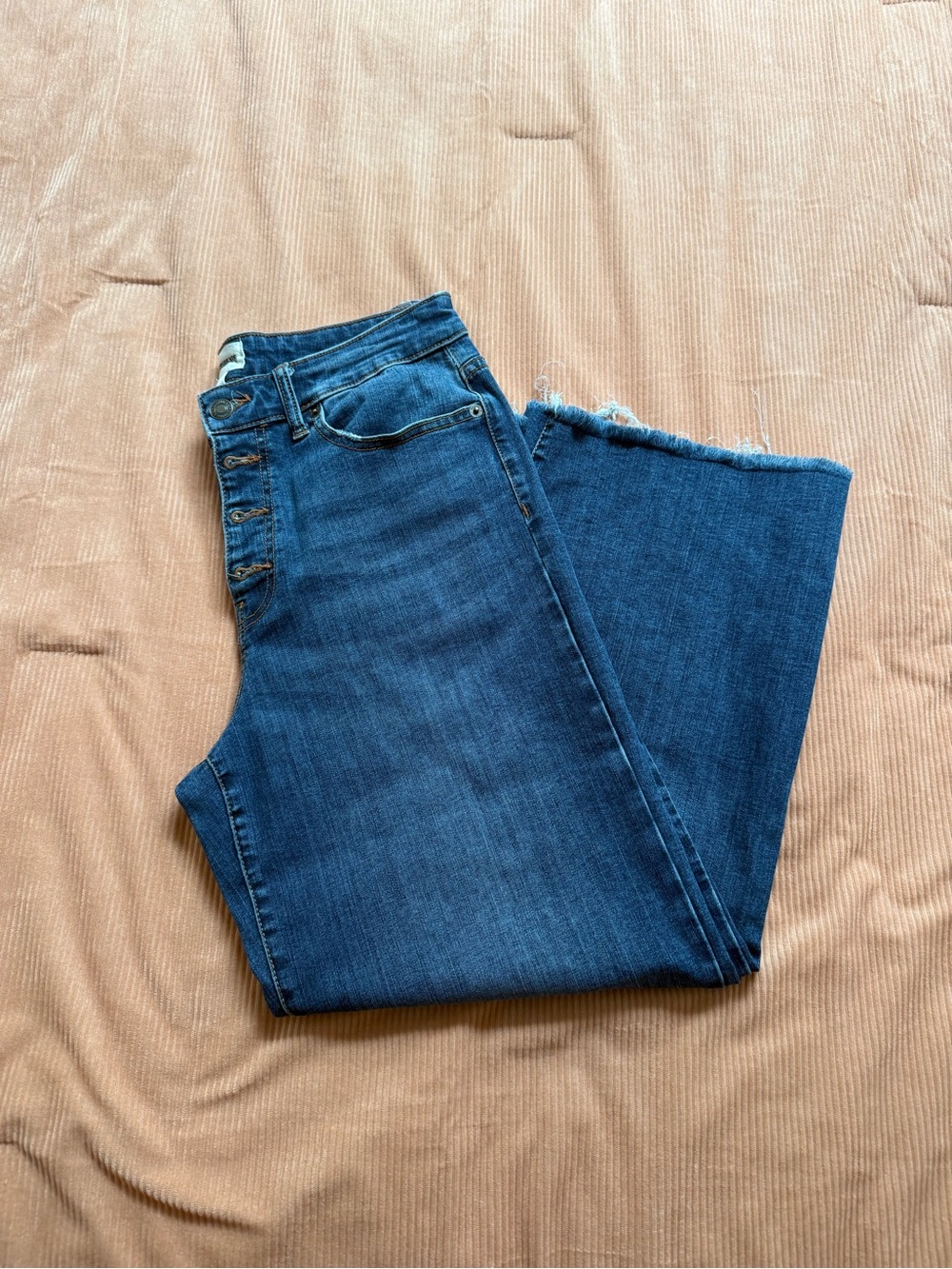 Goodthreads Dark Blue High-Rise Flare Jeans with Button Fly